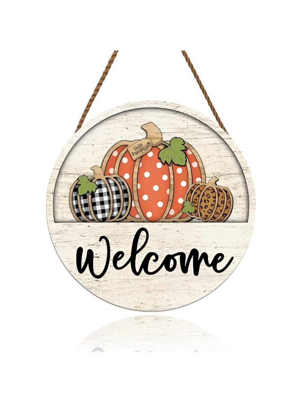 Fall Welcome Door Sign Pumpkin Wreath Autumn Harvest Thanksgiving 12 X 12 Inches